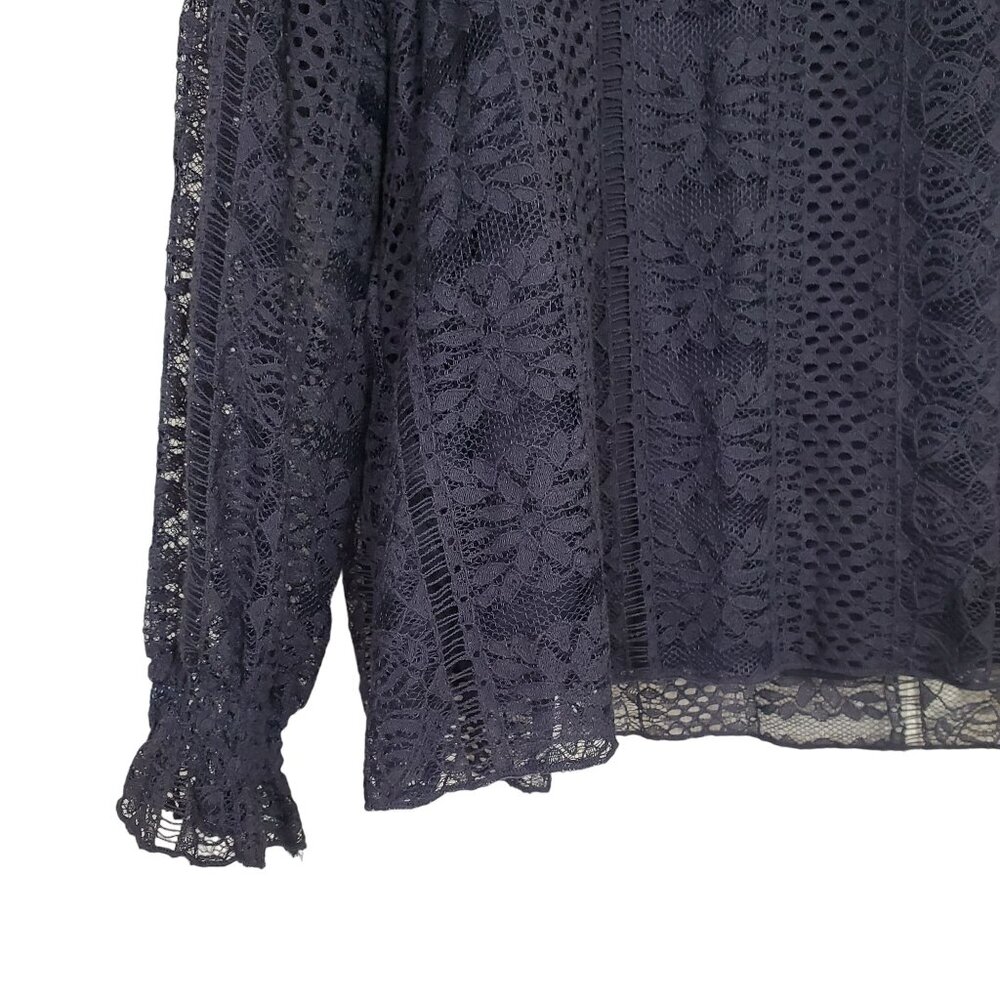 Sheryl Crow NWT Plus Size 3X Top Open Lace Overlay Romantic Feminine Ruffle - Picture 5 of 8